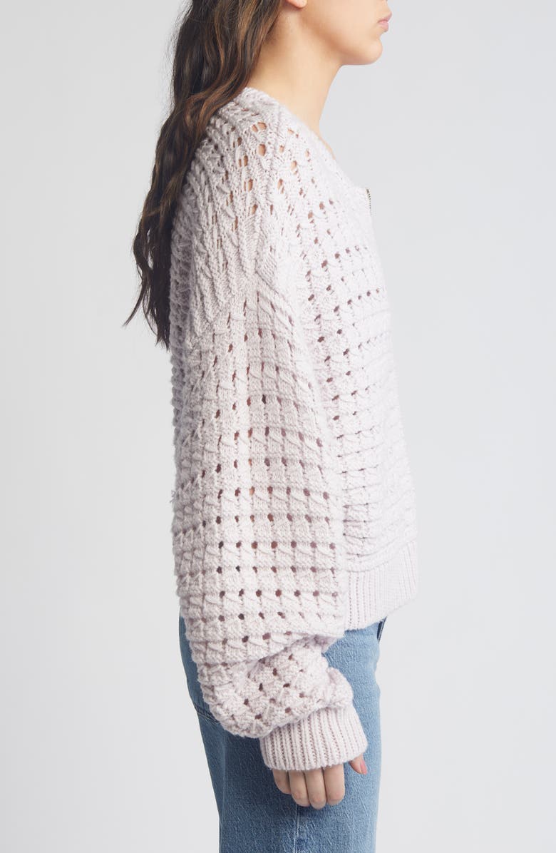 FRAME Open Stitch Front Zip Cardigan, Alternate, color, 