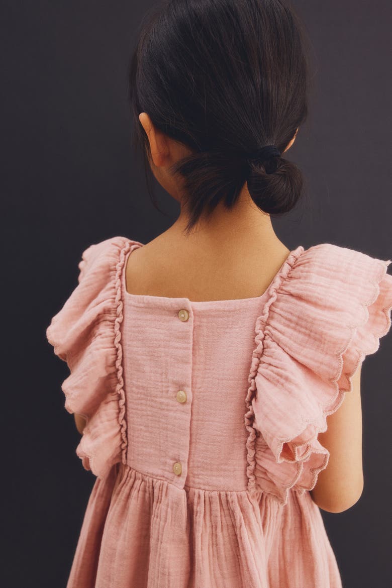 Scalloped-trim Dress, Alternate, color, Light dusty pink