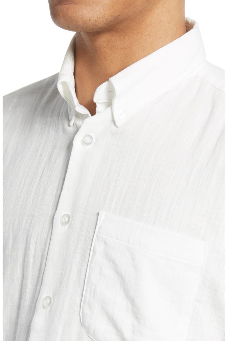 Slim Fit Double Weave Button-Down Shirt, Alternate, color, DOUBLE WEAVE GAUZE - WHITE