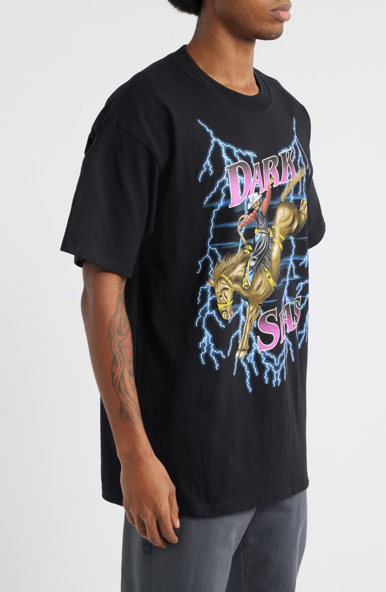 DARK SEAS Saddle Bronc Cotton Graphic T-Shirt, Alternate, color, Black