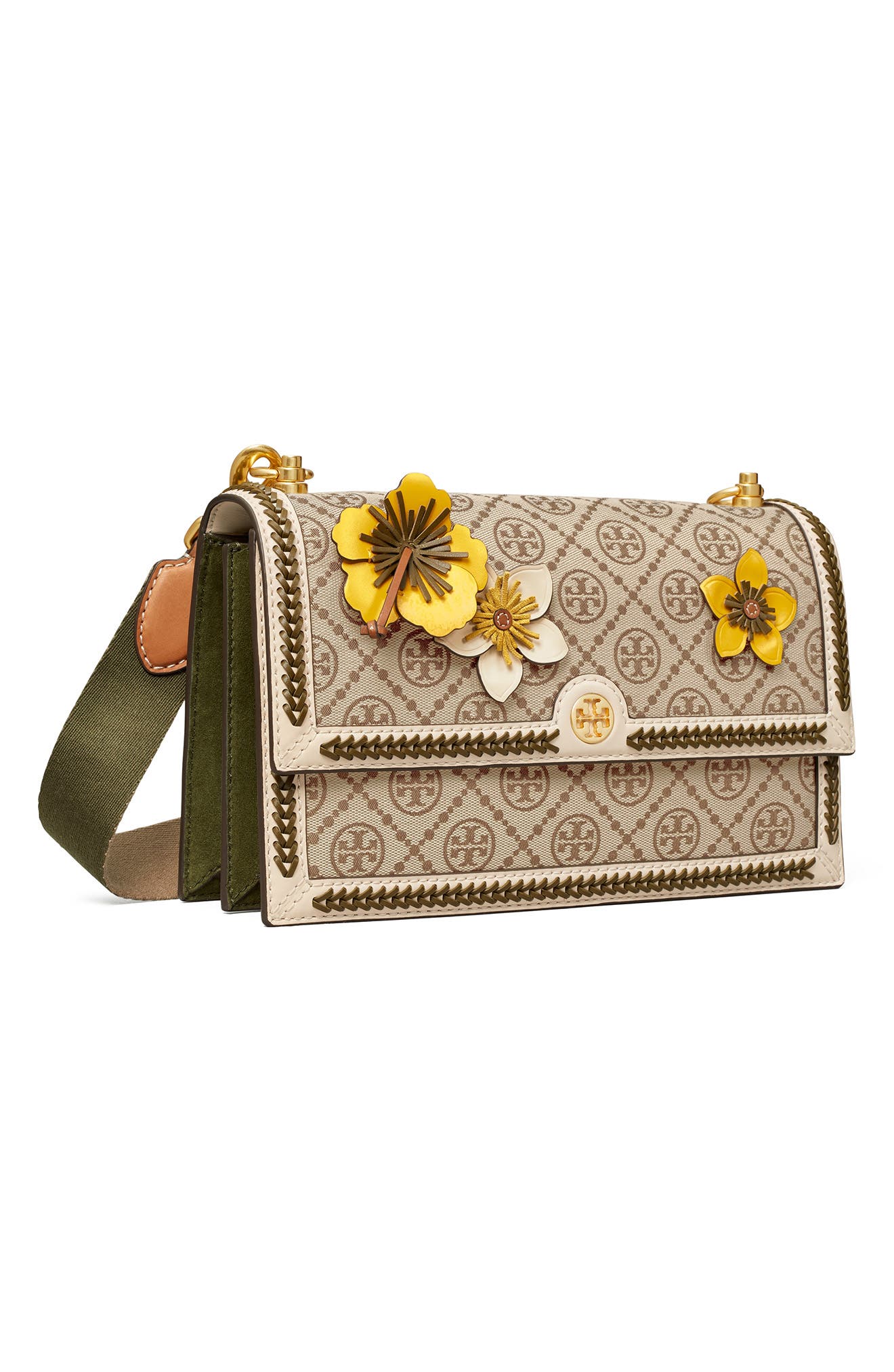 Tory Burch T Monogram Braided Floral Shoulder Bag, Alternate, color, 