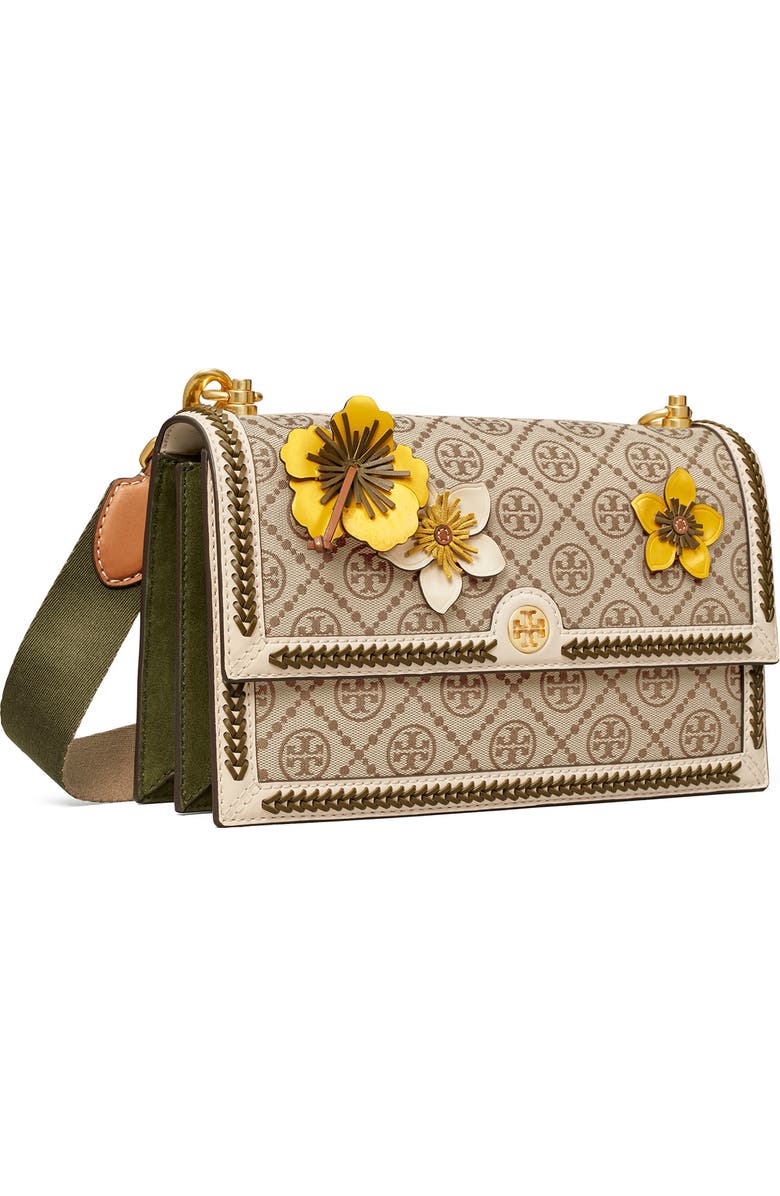 Tory Burch T Monogram Braided Floral Shoulder Bag, Alternate, color,