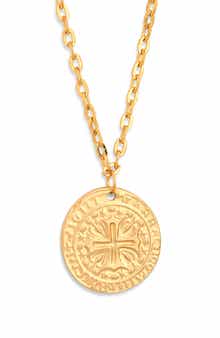 Kenneth Jay Lane Cross Coin Pendant Necklace