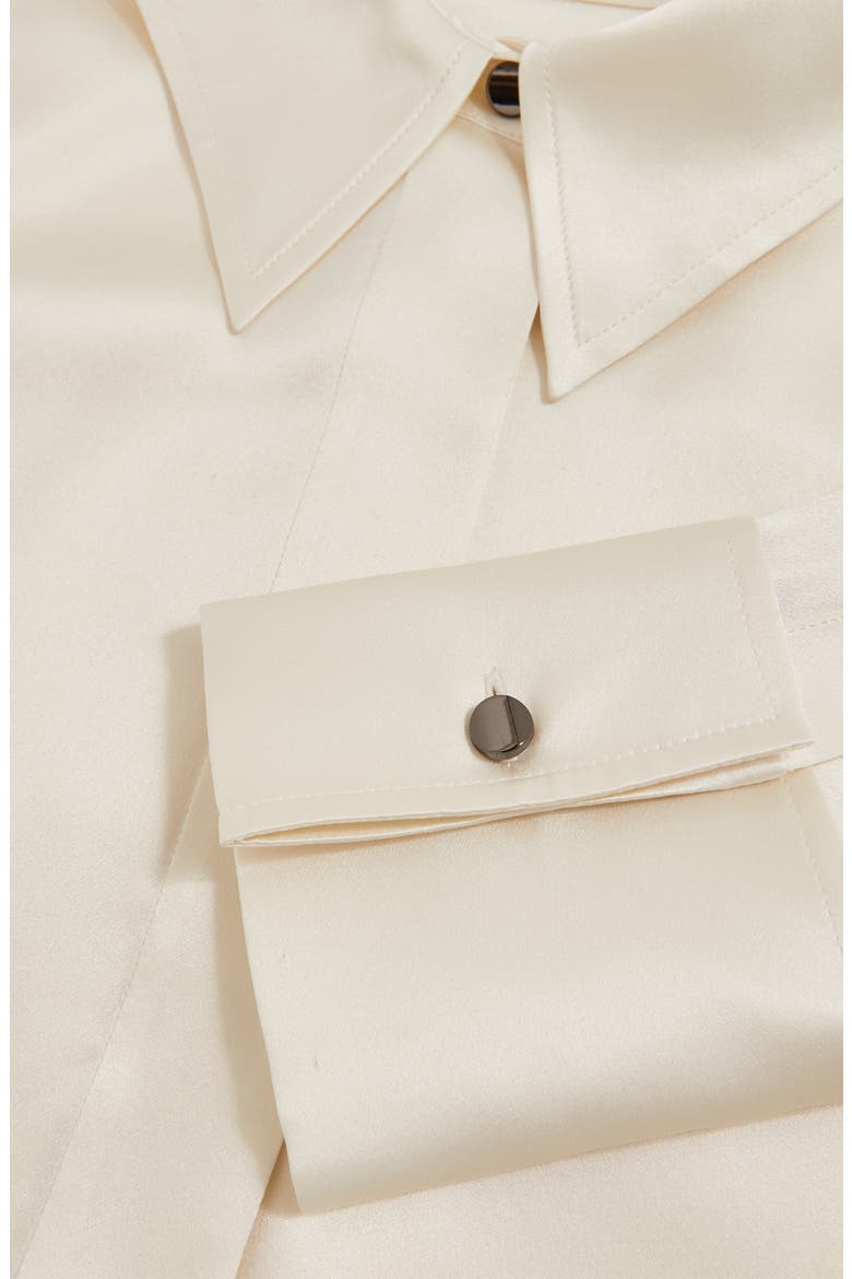 Ameira Silk Button-Up Shirt, Alternate, color, IVORY