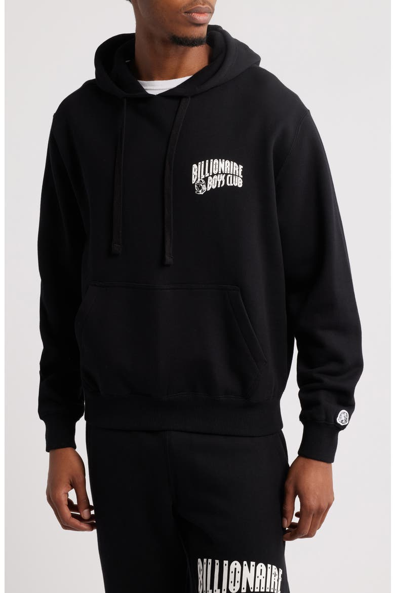 Arch Logo Graphic Hoodie, Main, color, BLACK