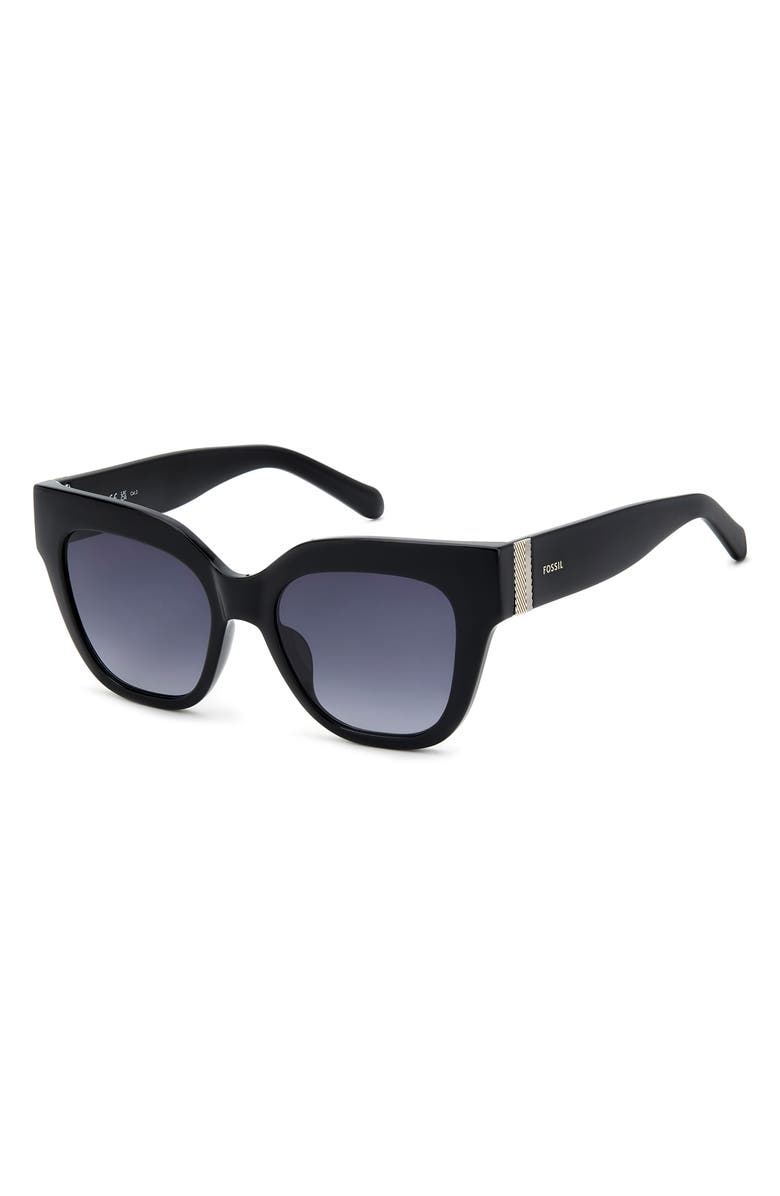 Fossil 51mm Gradient Cat Eye Sunglasses, Alternate, color, Black/ Dark Grey Sf