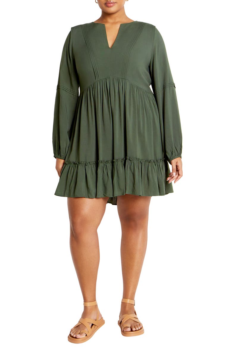 Alinda Long Sleeve Dress, Main, color, KHAKI