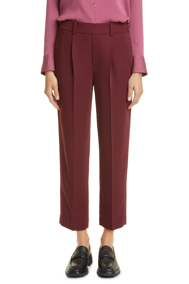 Tapered Pull-On Pants, Main, color, PLUM WINE