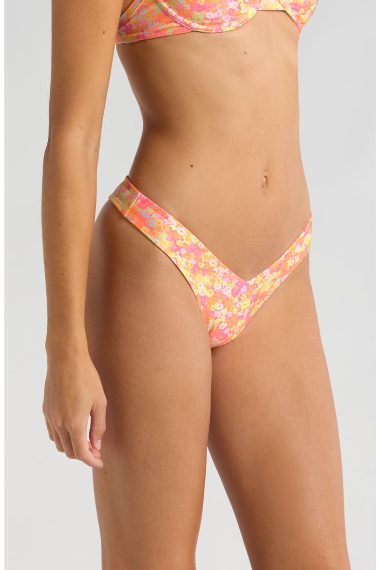 Retro Y Thong Bikini Bottoms, Alternate, color, MIMOSA MEADOWS