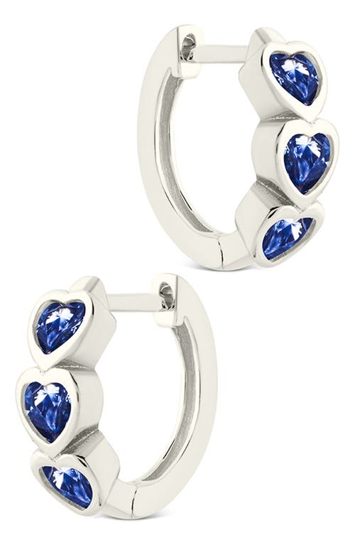 Sterling Forever Isobel Cubic Zirconia Hearty Micro Huggie Hoop Earrings In Silver