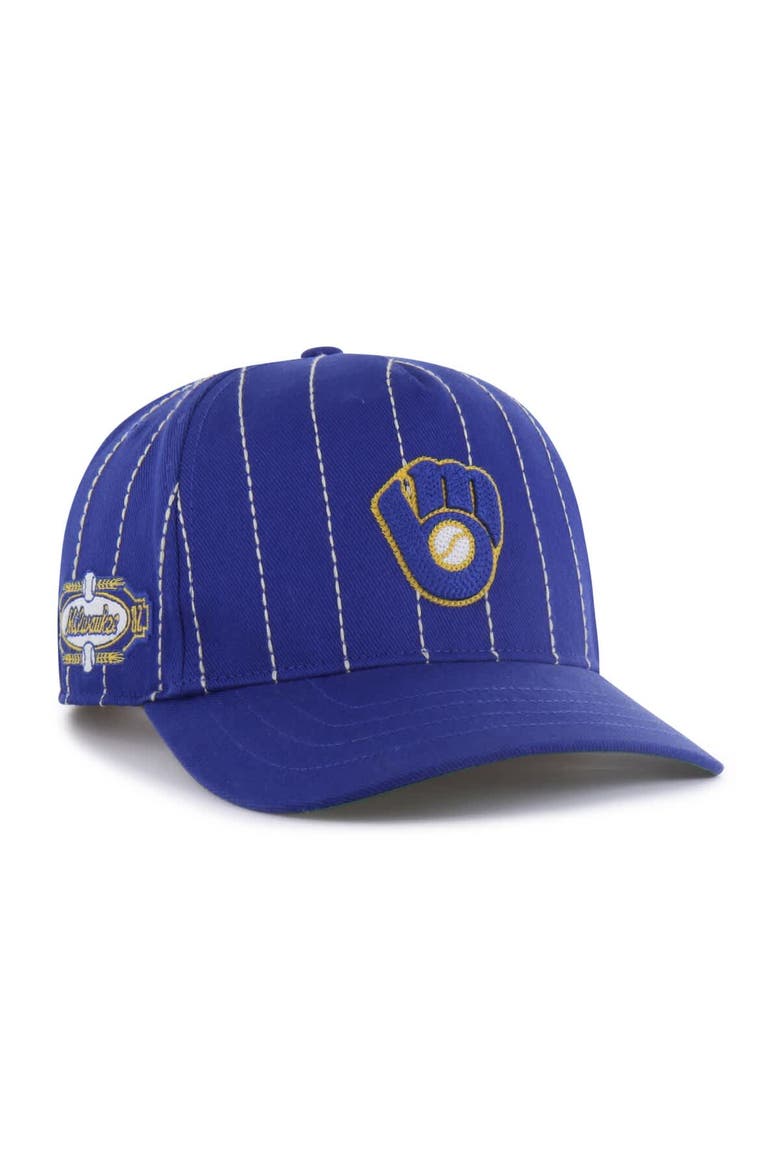 Men's '47 x Rawlings Royal Milwaukee Brewers Pinstripe Hitch Adjustable Hat, Main, color, Royal