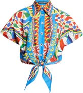 Dolce&Gabbana Carretto Print Tie Detail Cotton Shirt