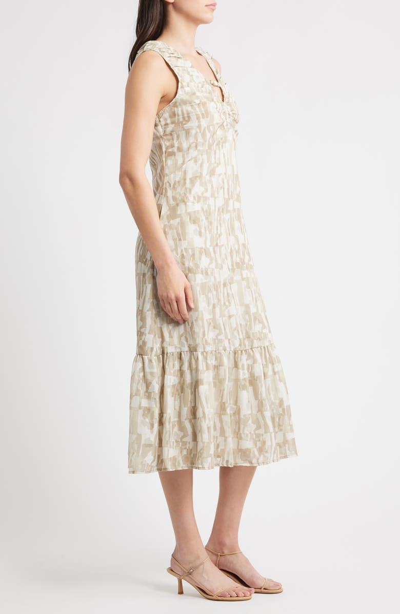 DKNY City Burnout Sleeveless Ruffle Hem Midi Dress, Alternate, color, Broken City Burnout