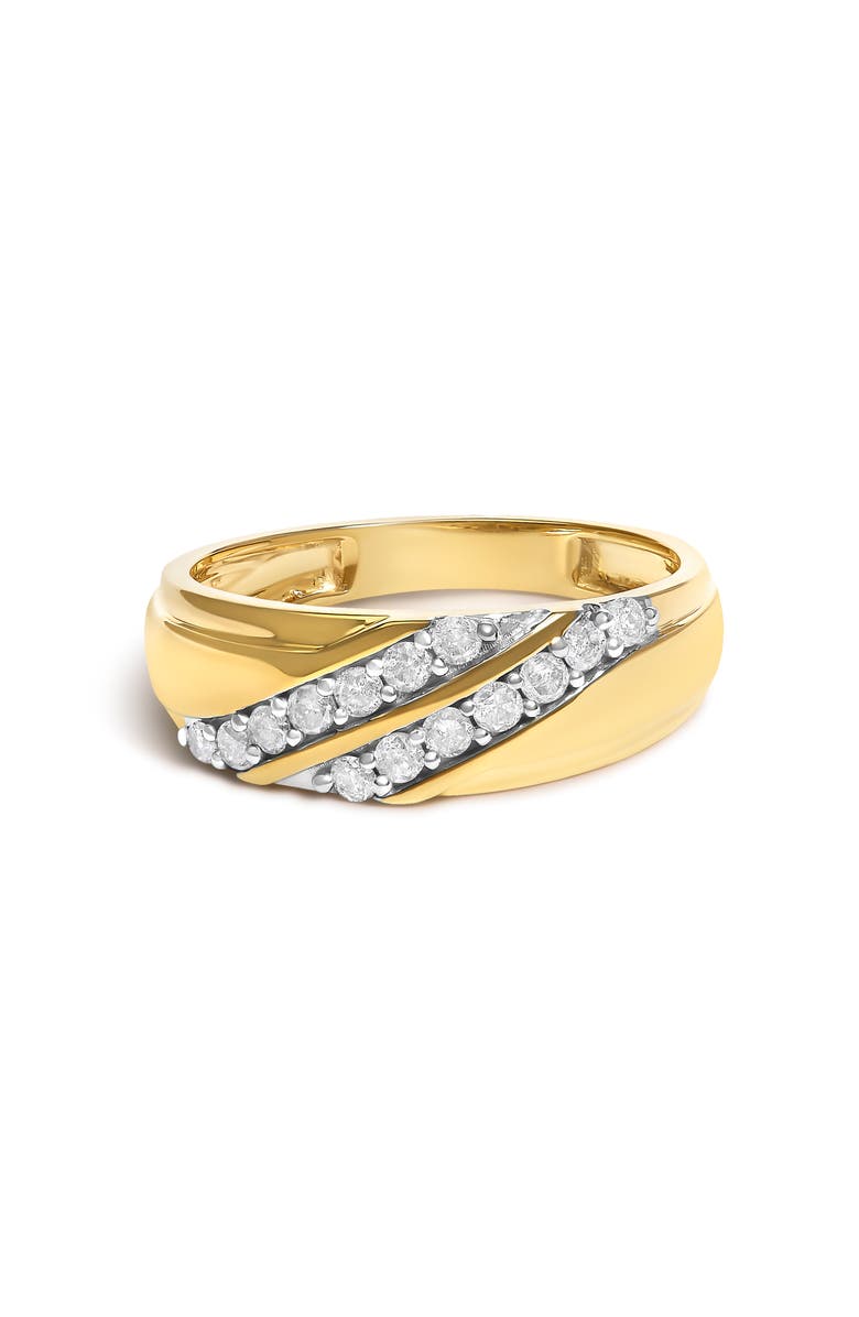 Haus of Brilliance Men's 14K Yellow Gold Plated Sterling Silver 3/8 Cttw Diamond Crossover Band Ring, Main, color, Yellow Gold Over Silver