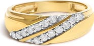 Haus of Brilliance Men's 14K Yellow Gold Plated Sterling Silver 3/8 Cttw Diamond Crossover Band Ring