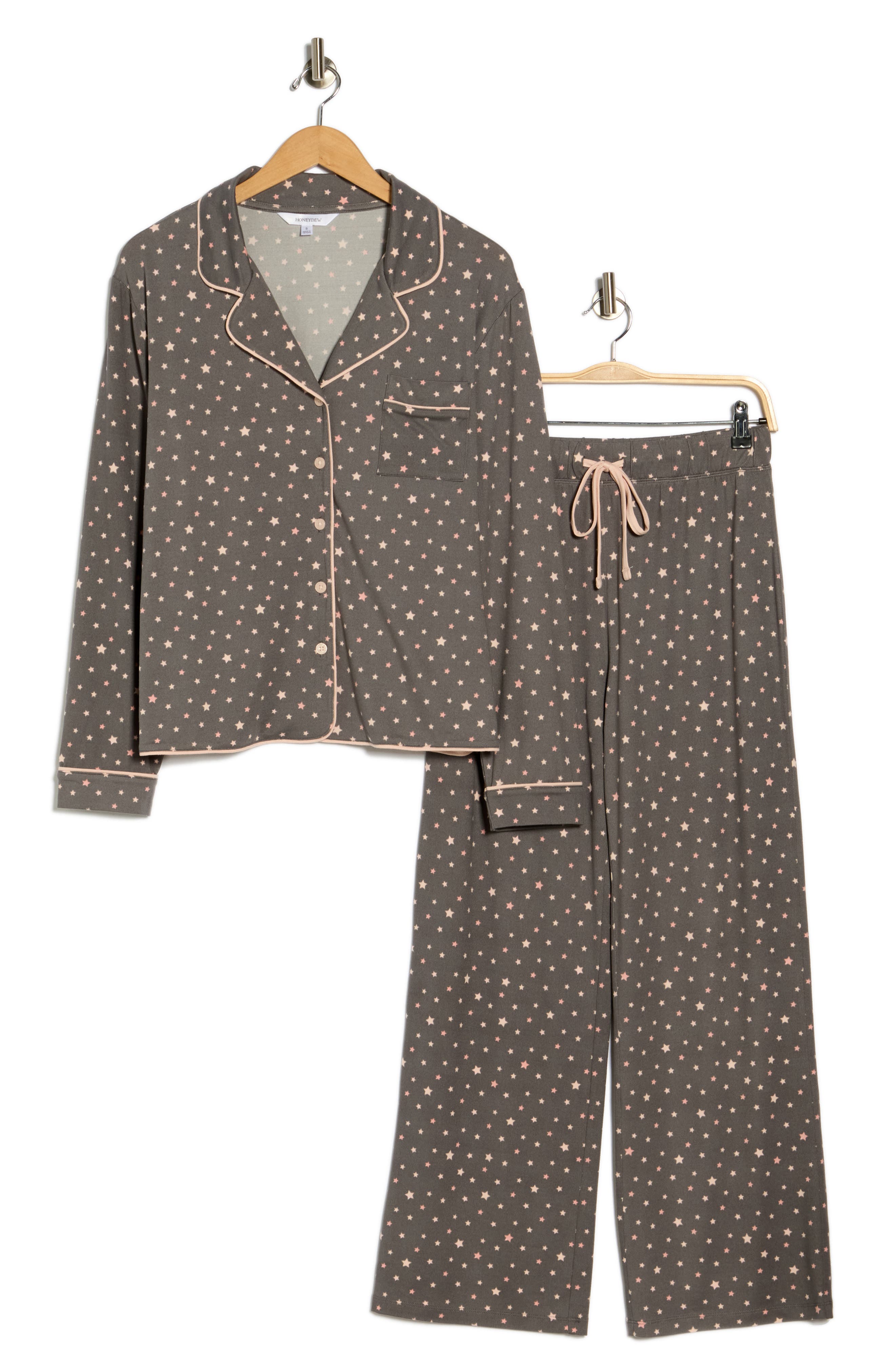 Quiet Night Long Sleeve Button-Up Top & Pants Pajamas