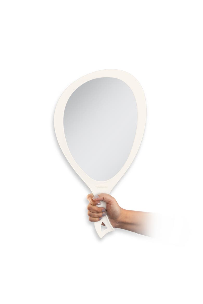 XL Teardrop Handheld Mirror with Handle, Main, color, Off-White