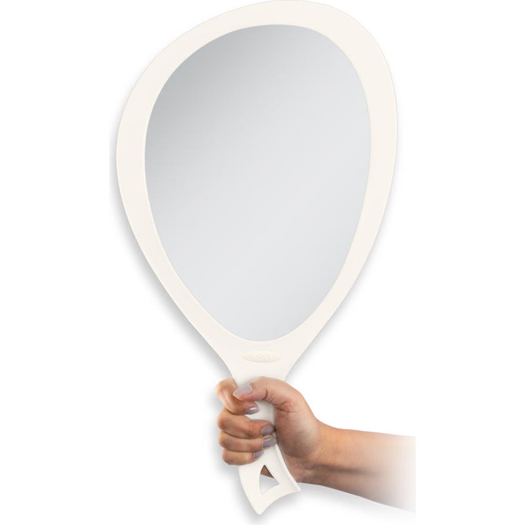 Zadro Xl Teardrop Handheld Mirror With Handle In White