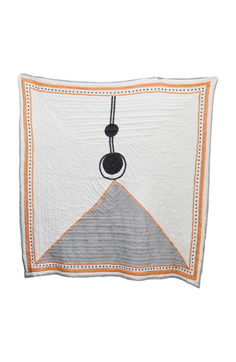 CQC LA Bauhaus Quilt Bedding Set with 2 Shams, Alternate, color, Orange, White