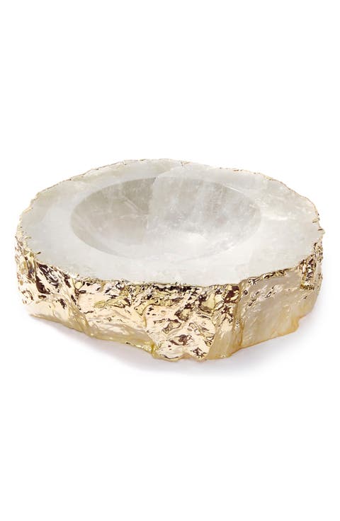 Casca Gold Trim Crystal Quartz Bowl
