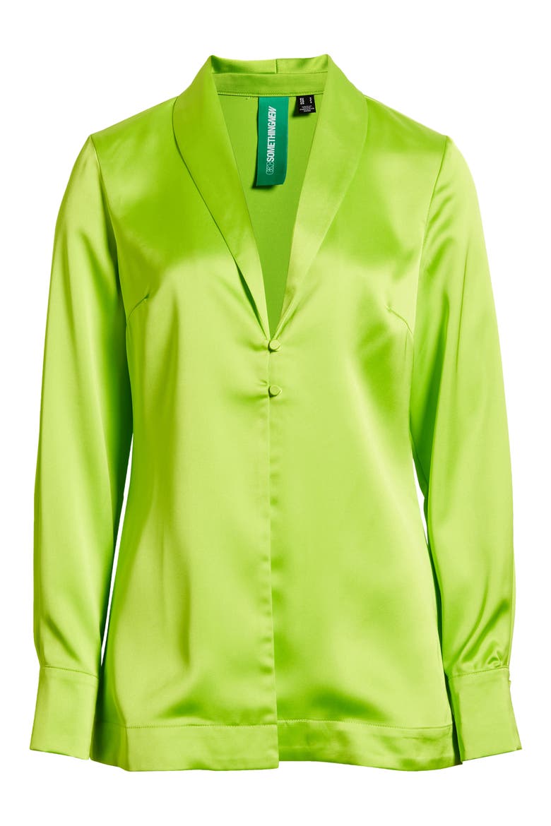 Naomi Satin Button-Up Shirt, Alternate, color, ACID LIME