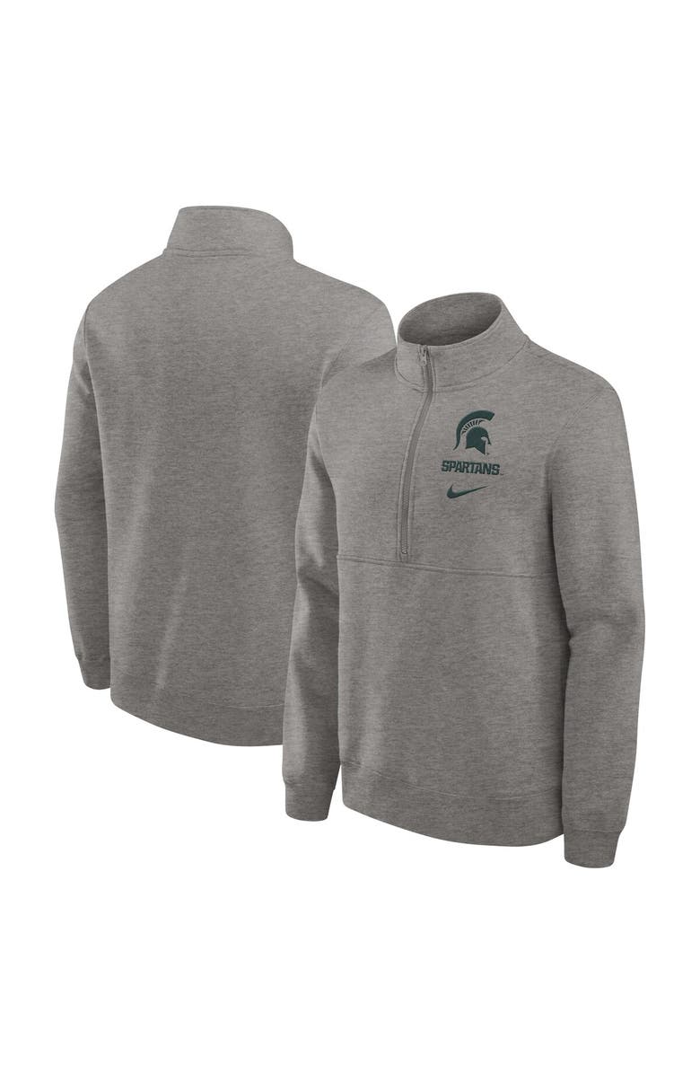 Nike Men's Nike Heather Gray Michigan State Spartans Primetime Club Half-Zip Sweatshirt, Main, color, Heather Gray