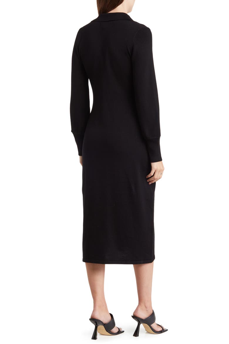 Johnny Collar Long Sleeve Sweater Dress, Alternate, color, BLACK