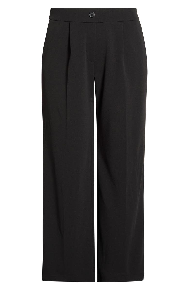 AK ANNE KLEIN Pleated High Waist Pull-On Wide Leg Pants, Main, color, Anne Black