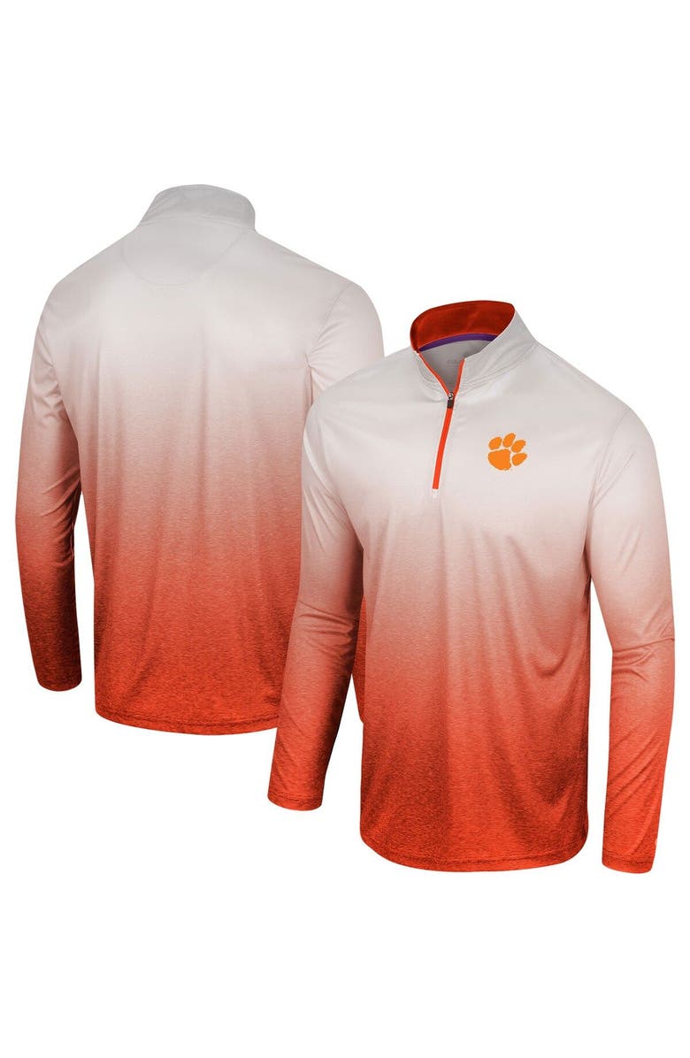 COLOSSEUM Men's Colosseum White/Orange Clemson Tigers Laws of Physics Quarter-Zip Windshirt, Main, color,