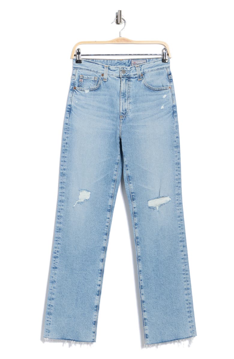 AG High Waist Raw Hem Jeans, Alternate, color, Apparition Destructed