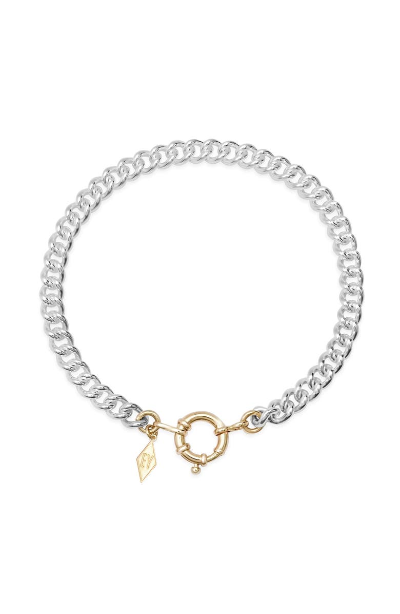 ELLIOT YOUNG Two Tone Sterling Silver Curb Chain Bracelets with 14K Sailor Lock, Main, color, Silver-Gold