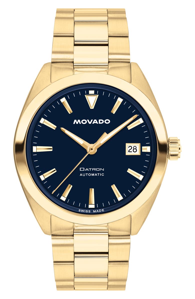 Movado Datron Automatic Bracelet Watch, 39mm, Main, color, Blue