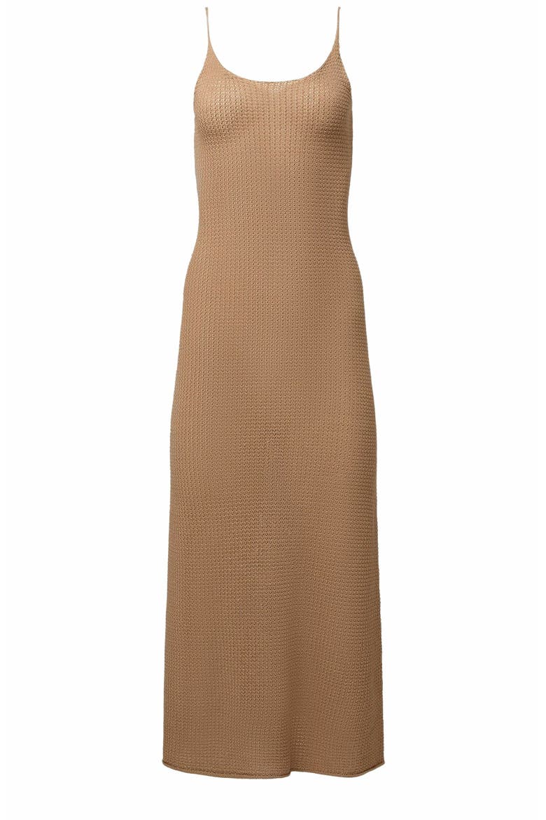 Textured Linen Sweater Scoop Maxi Dress, Alternate, color, TAN