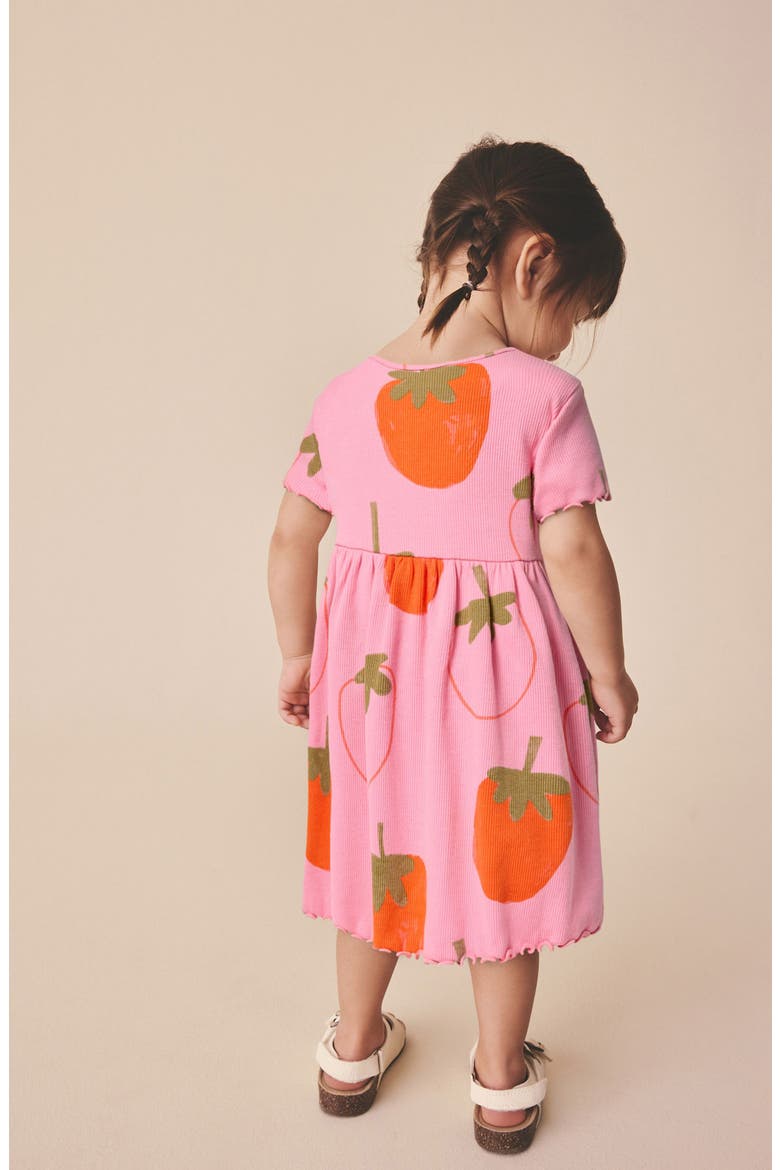 Kids' Strawberry Rib Jersey Dress, Alternate, color, PINK
