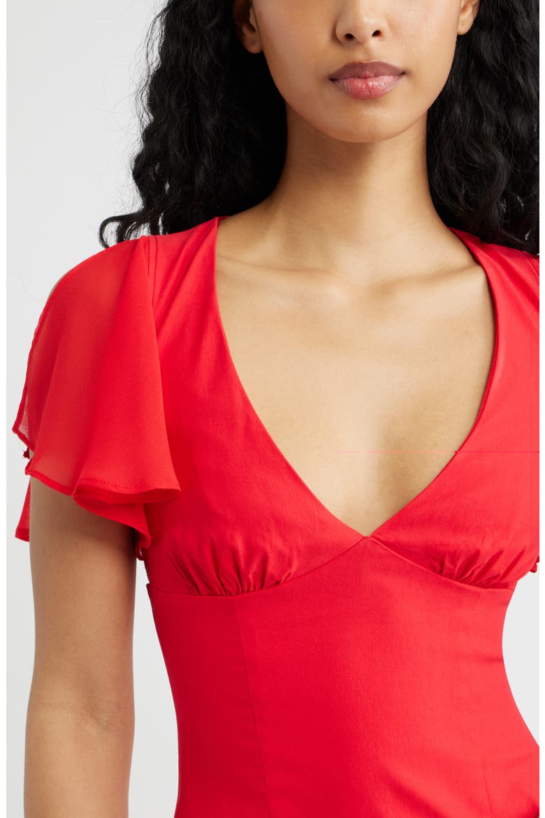 Florie Corset Chiffon Sleeve Minidress, Alternate, color, RED