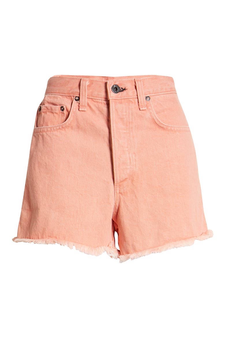 High Waist Denim Shorts, Alternate, color, PINK STONE