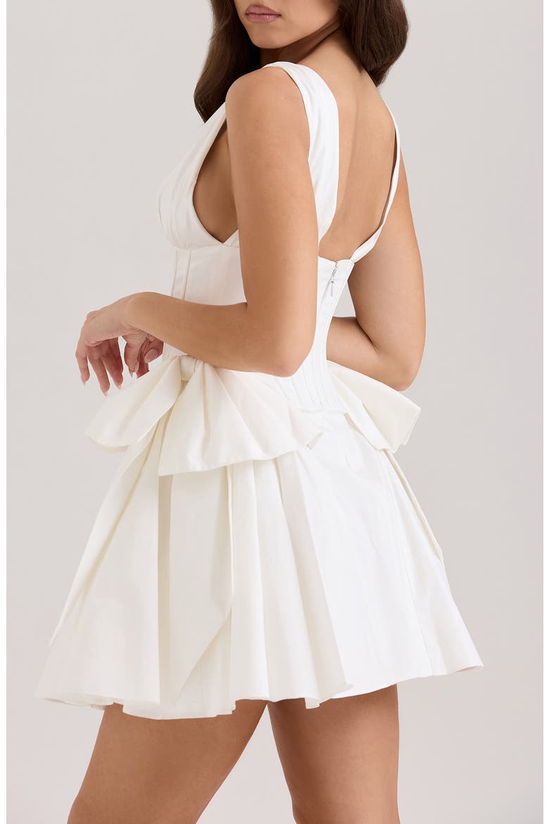 Amalia Twin Bow Stretch Cotton Cocktail Minidress, Alternate, color, WHITE