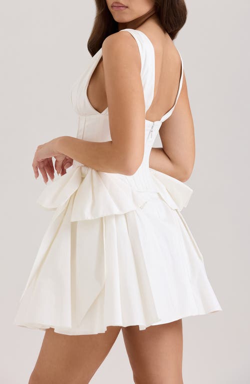 House Of Cb Amalia Twin Bow Stretch Cotton Cocktail Minidress In White