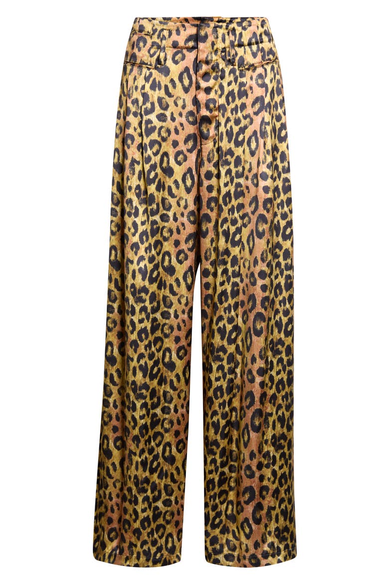 Triple Pleat Wide Leg Pants, Main, color, LIGHT BROWN PINK LEOPARD
