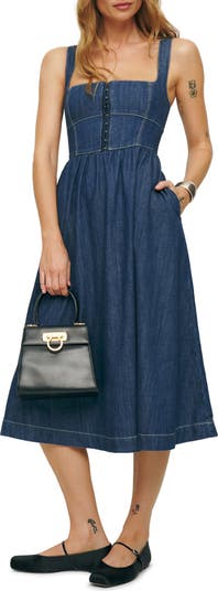 Reformation Tagliatelle Denim Dress | Nordstrom