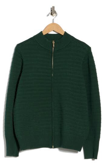 By Design Mason Zip Cardigan In Green