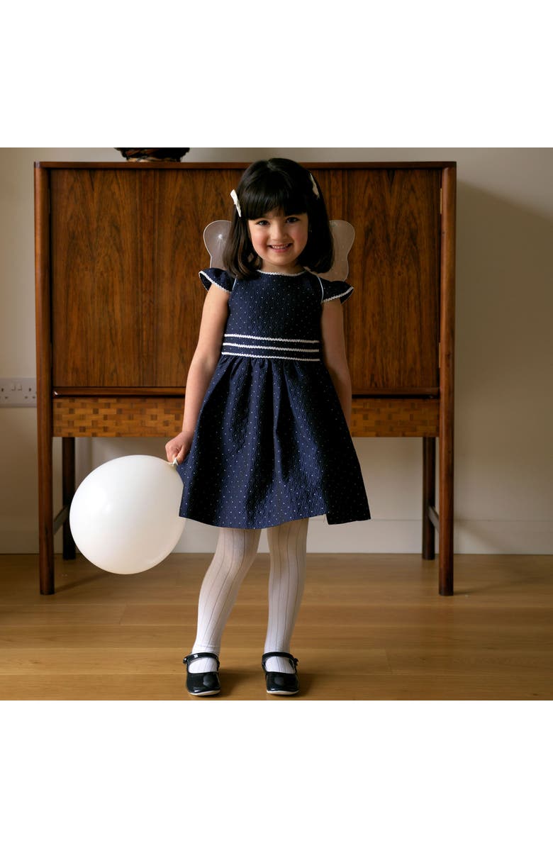 Rachel Riley Dot Damask Dress, Alternate, color, Navy