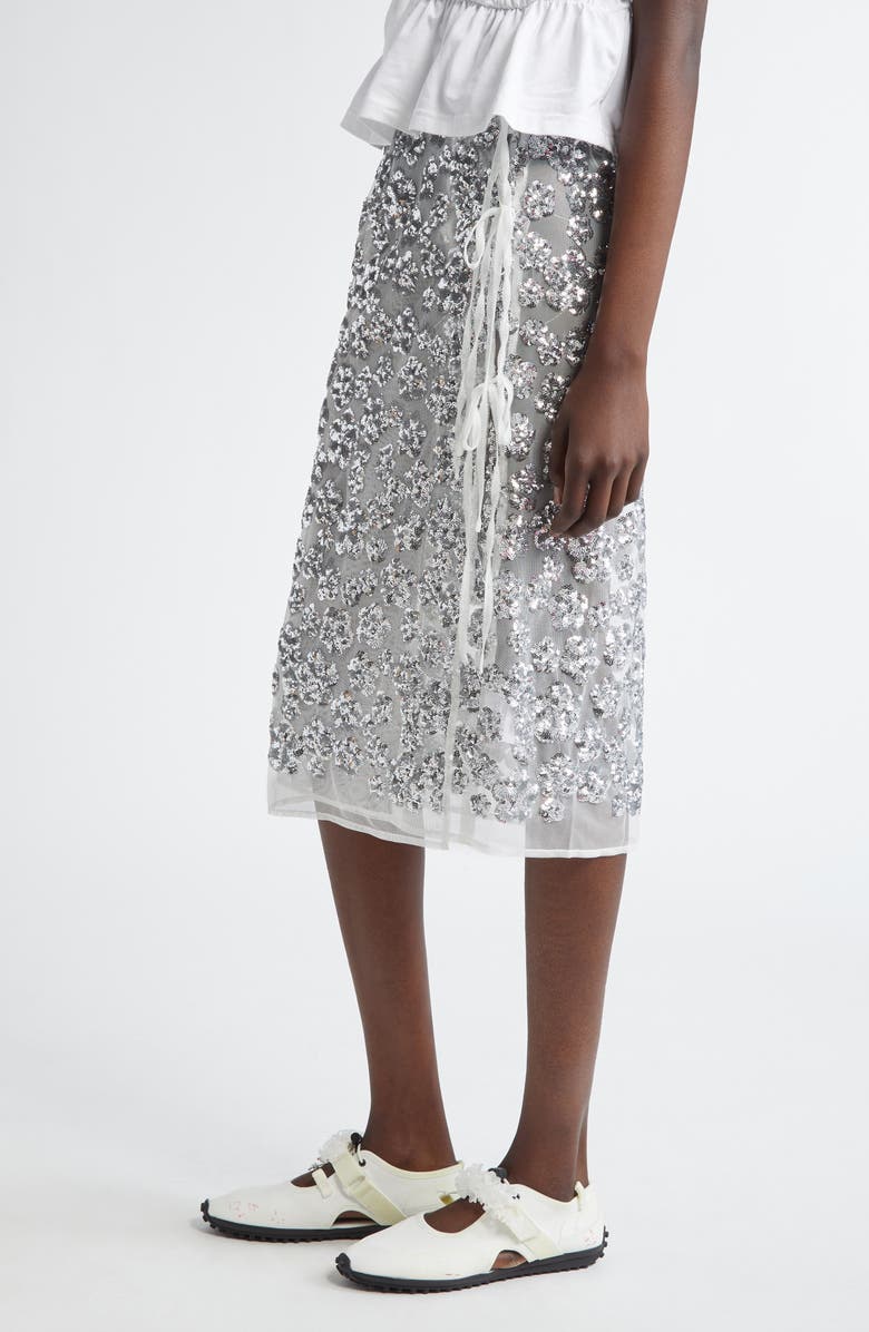 Cecilie Bahnsen Ariana Floral Sequin Wrap Pencil Skirt, Alternate, color, 