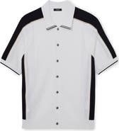 Reiss Farley Colorblock Short Sleeve Knit Button-Up Shirt