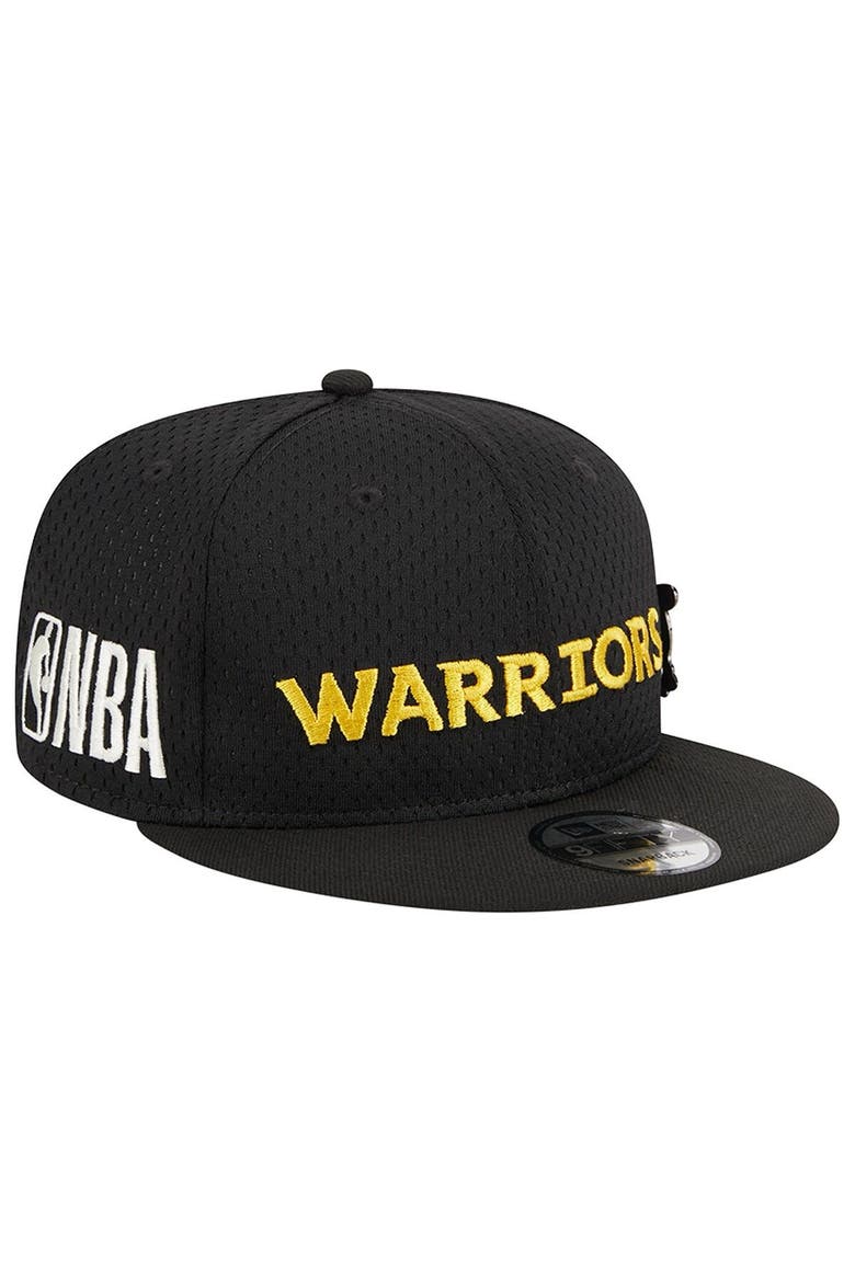 Men's New Era Black Golden State Warriors Post-Up Pin Mesh 9FIFTY Snapback Hat, Alternate, color, Black
