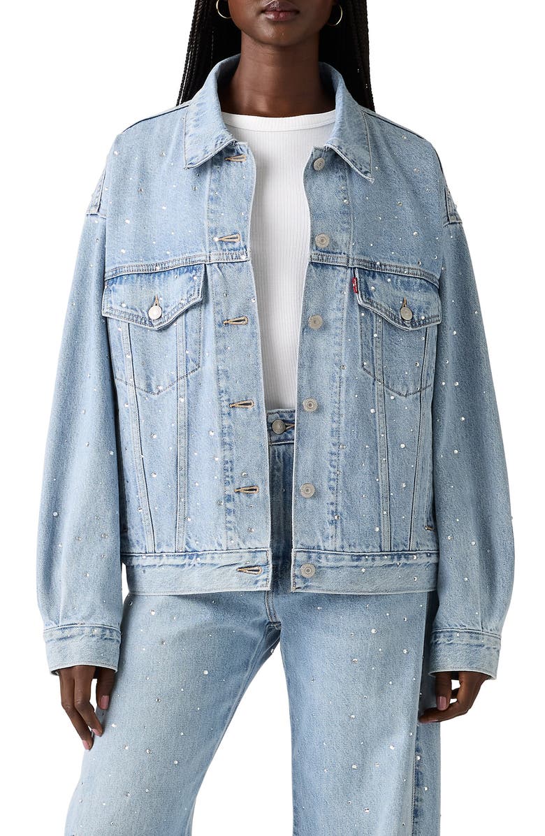 Levi's '90s Rhinestone Embellished Denim Trucker Jacket, Main, color, Dazzle Me Trucker