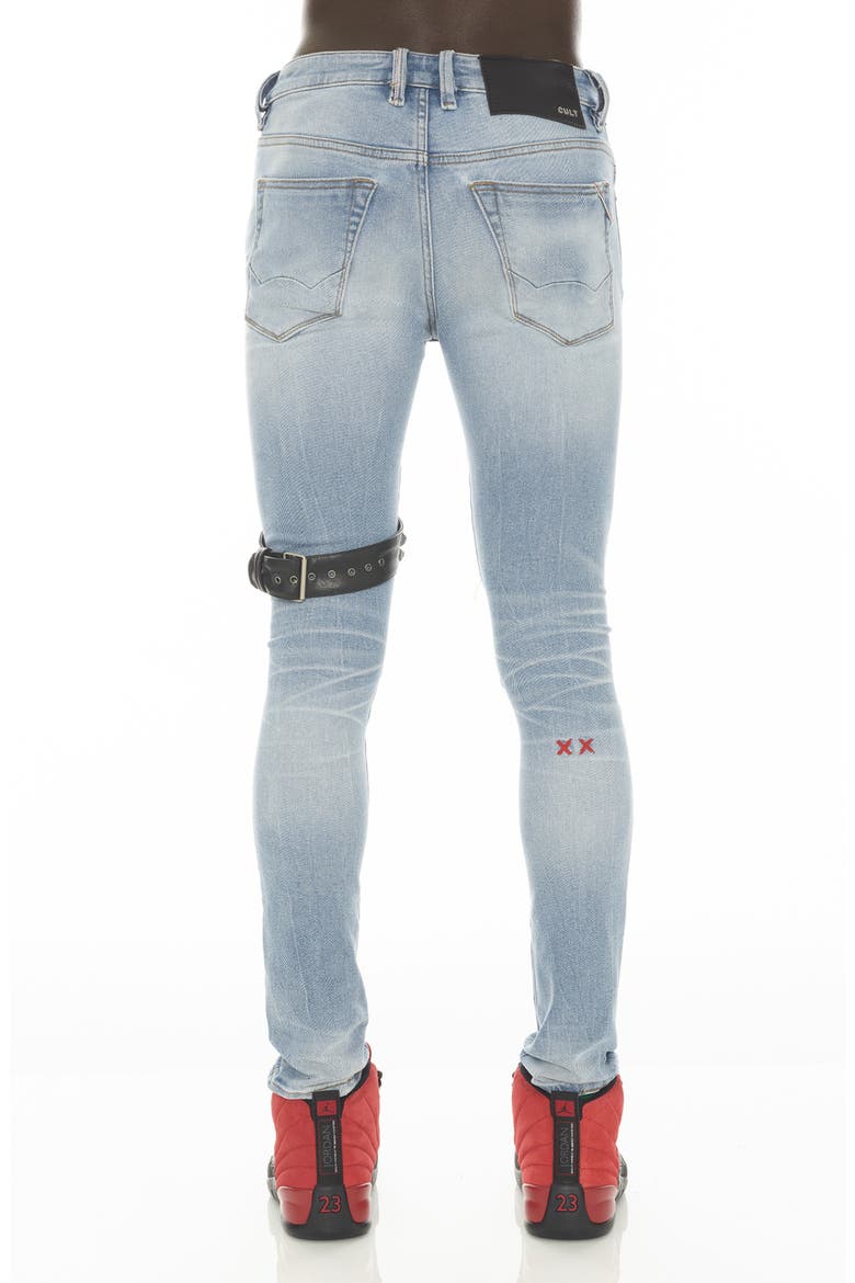 Punk Super Skinny Jeans with Studded Leg Harness, Alternate, color, CRUE