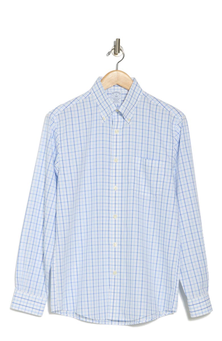 Brooks Brothers Regular Fit Plaid Cotton Broadcloth Non-Iron Button-Down Shirt, Alternate, color,