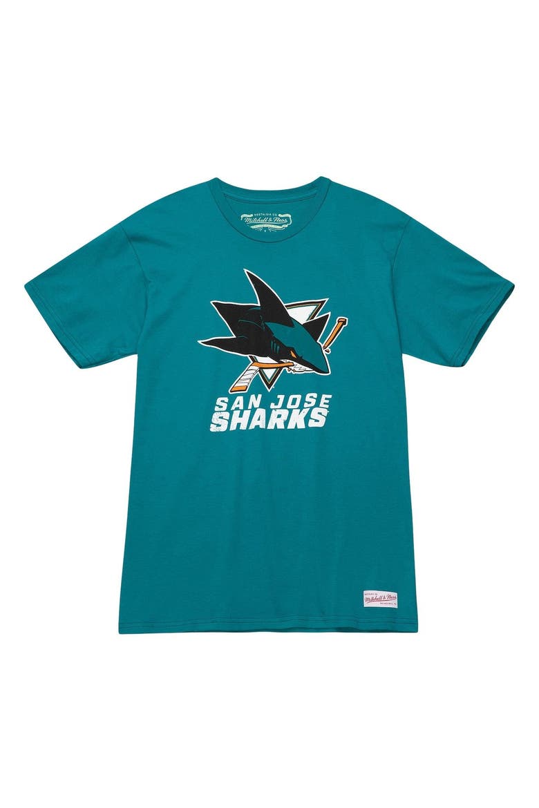 Men's Mitchell & Ness Teal San Jose Sharks Vintage Logo T-Shirt, Alternate, color, Teal
