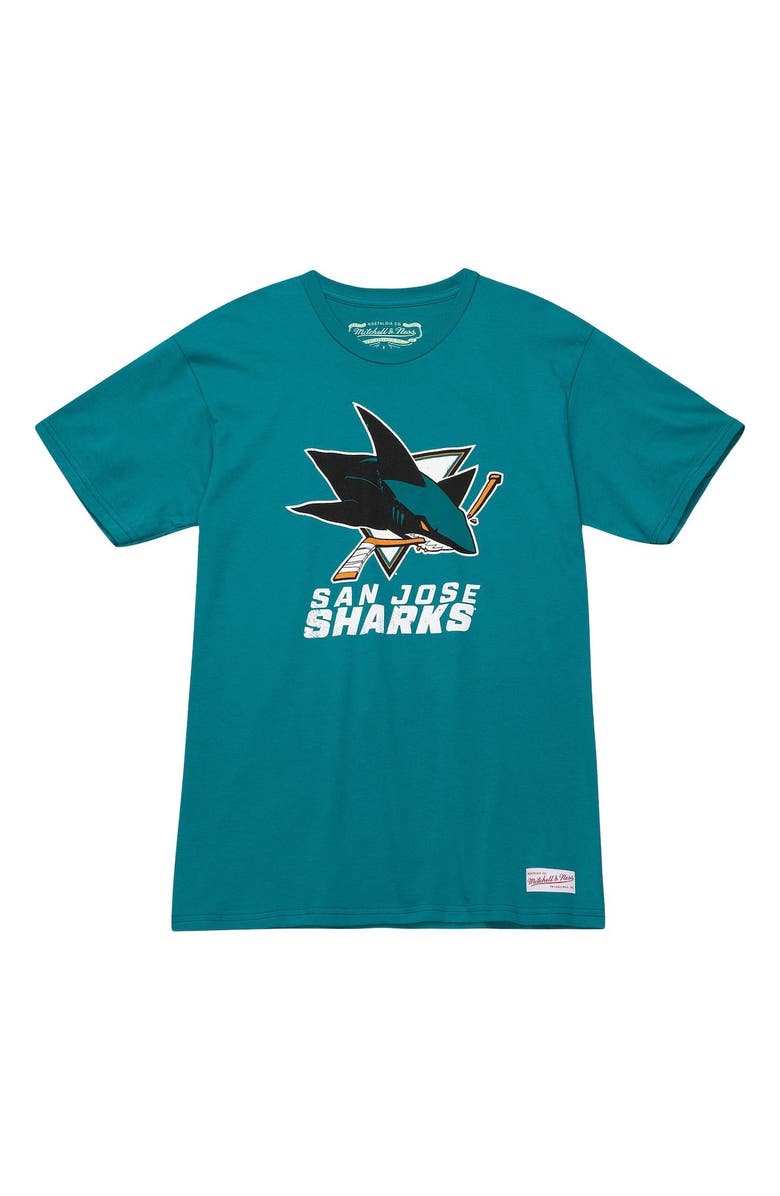 Mitchell & Ness Men's Mitchell & Ness Teal San Jose Sharks Vintage Logo T-Shirt, Alternate, color, 